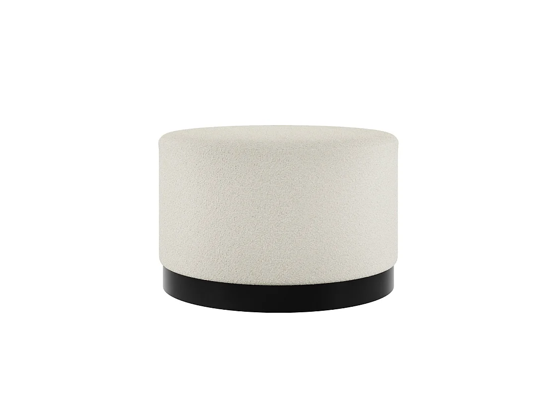 Kalua Large Ivory Boucle Stool Matt Black Base