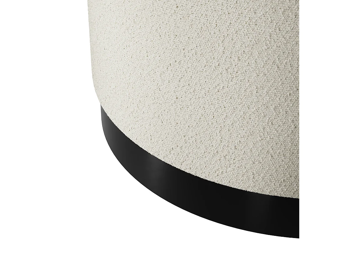 Kalua Large Ivory Boucle Stool Matt Black Base