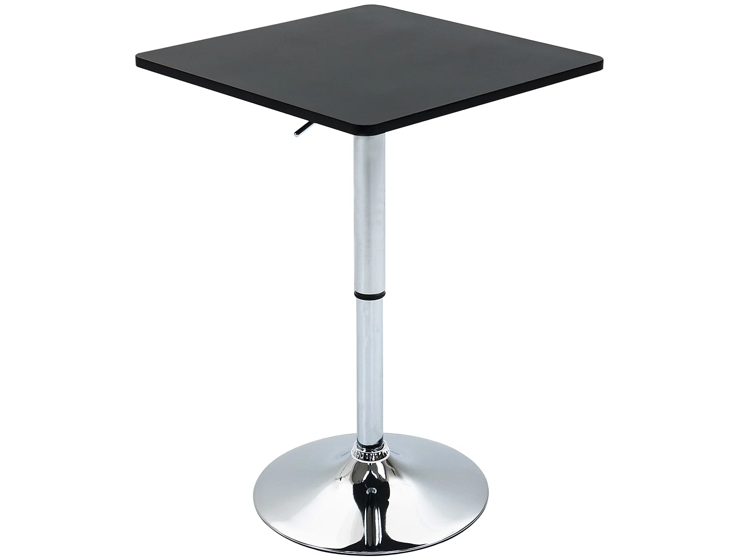 Eltani Adjustable Swivel Bar Table Black MDF Top Polished Silver Base
