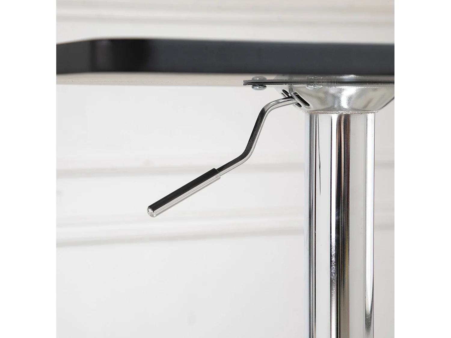 Eltani Adjustable Swivel Bar Table Black MDF Top Polished Silver Base