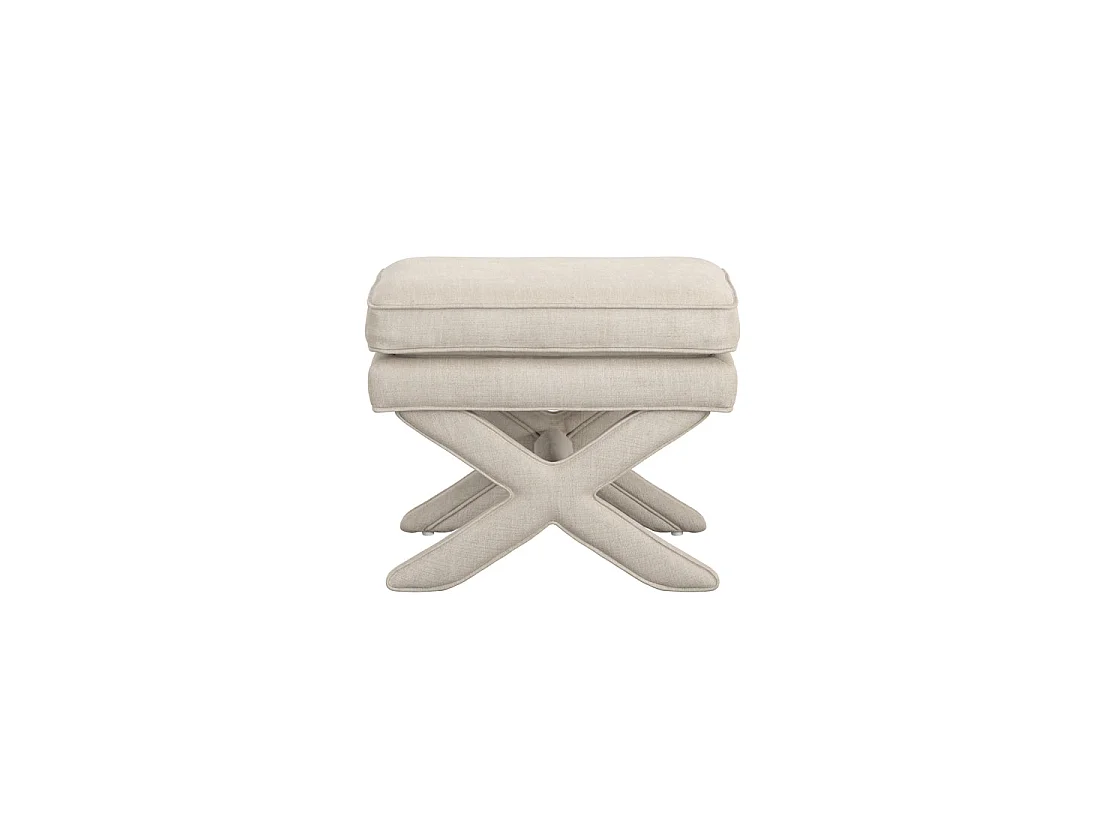 Theodor Stone Linen Blend Stool Padded Top X Cross Legs