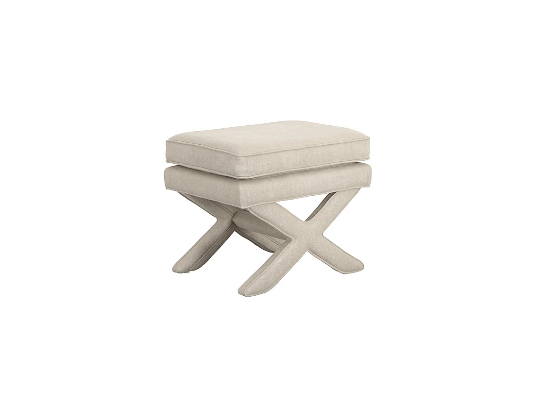 Theodor Stone Linen Blend Stool Padded Top X Cross Legs