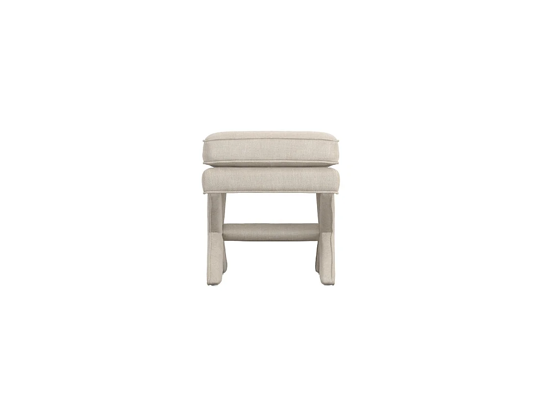 Theodor Stone Linen Blend Stool Padded Top X Cross Legs