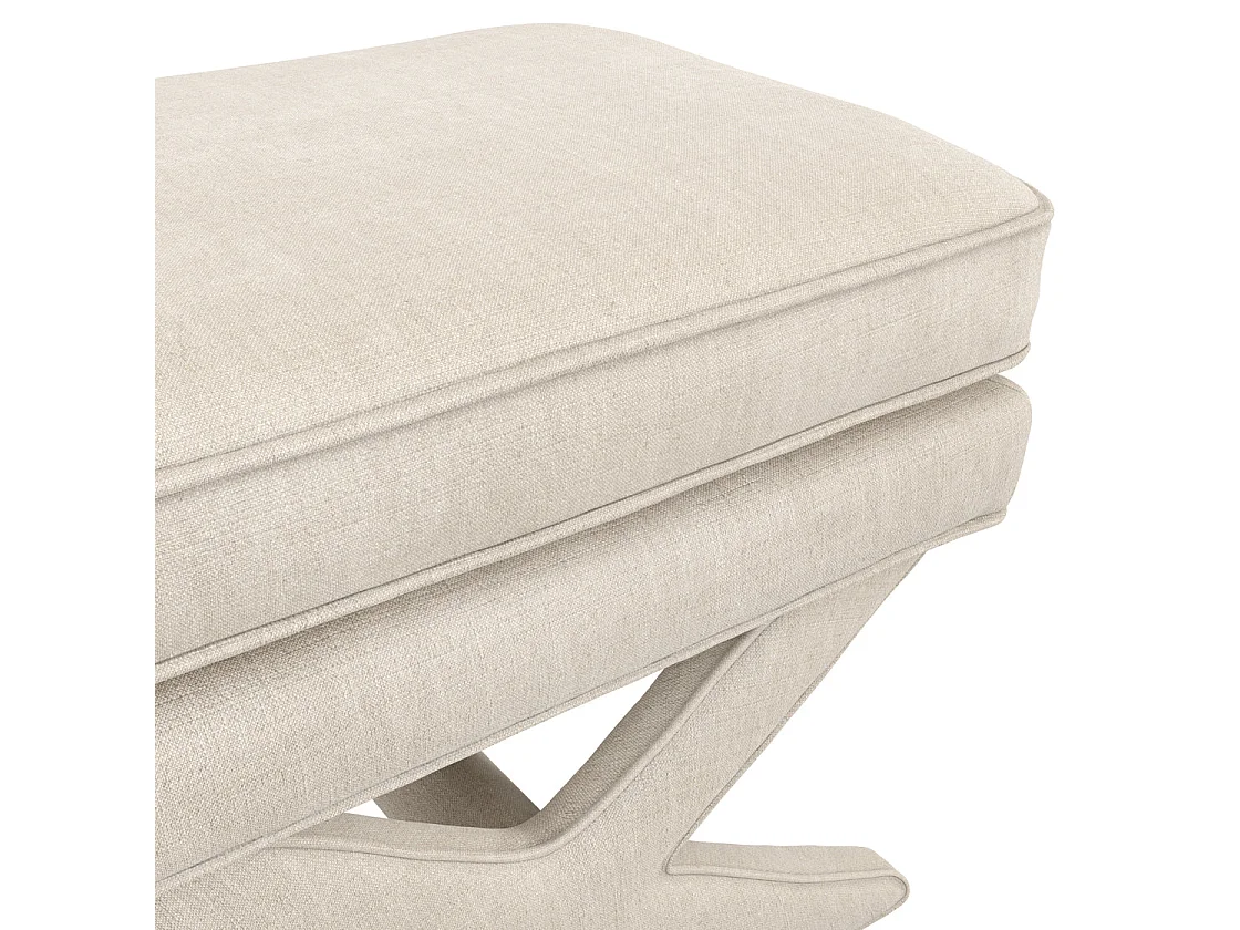 Theodor Stone Linen Blend Stool Padded Top X Cross Legs