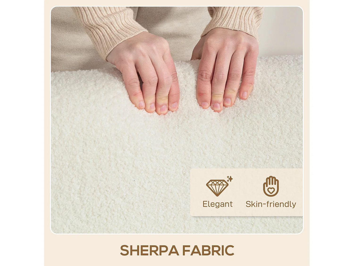 Hadimi Sherpa Boucle Cream White Compact 2 Seater Sofa