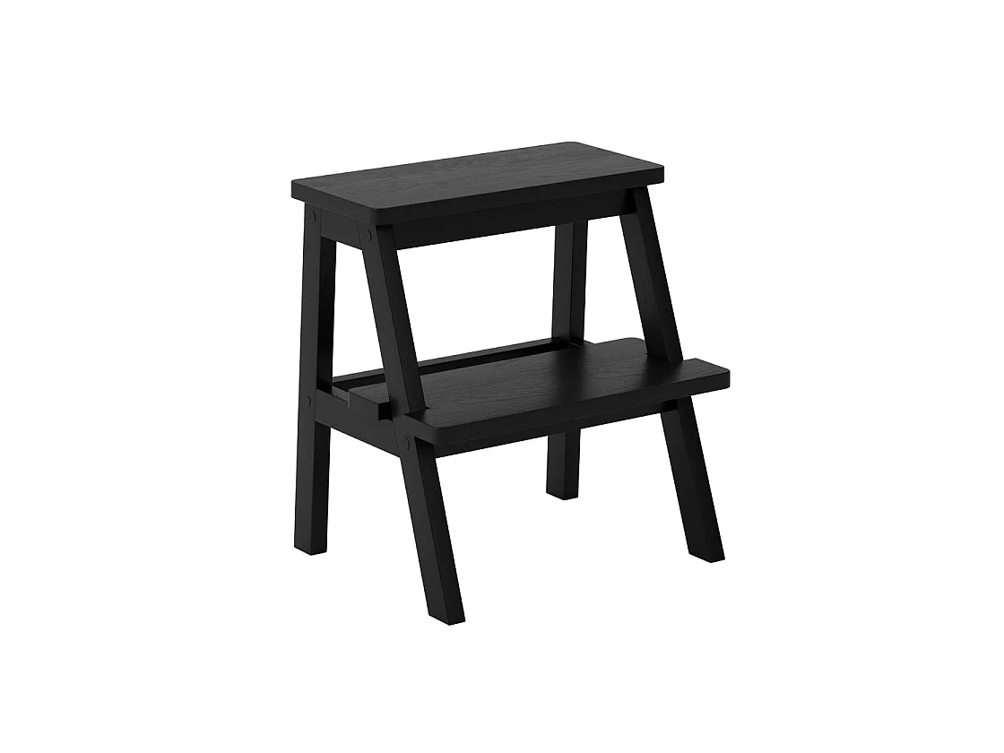 Level Wooden Stool Black Compact Decorative Seat 45cm
