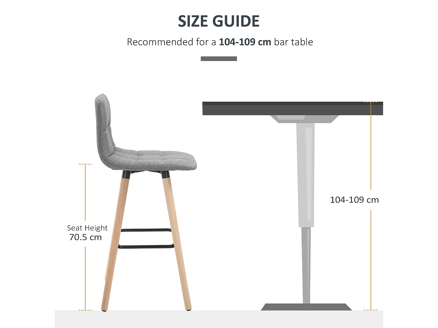 Surmi Set of 2 Grey Button Tufted Counter Stools with Natural Wood Legs