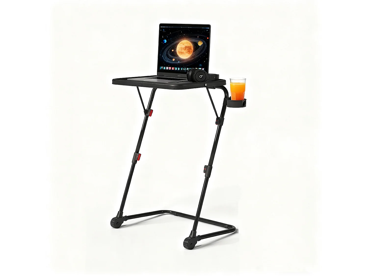 BASELINEDESK - Bureau pliant et inclinable réglable en hauteur en acier noir avec plateau synthétique