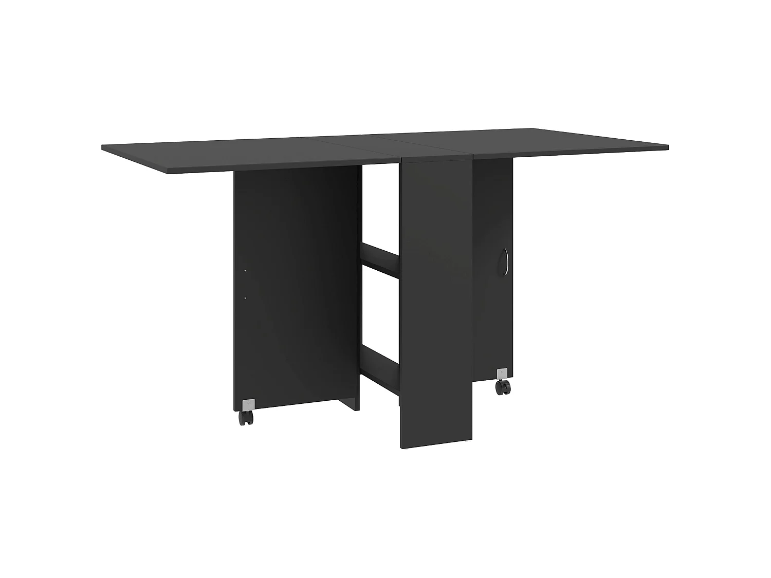Kafa Laso Extendable Folding Dining Table with Storage Shelves and Wheels