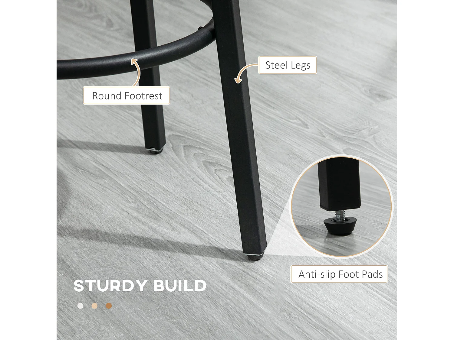 Kabato Rustic Brown Wood and Black Metal Industrial Bar Stools Set of 2 65cm Seat Height