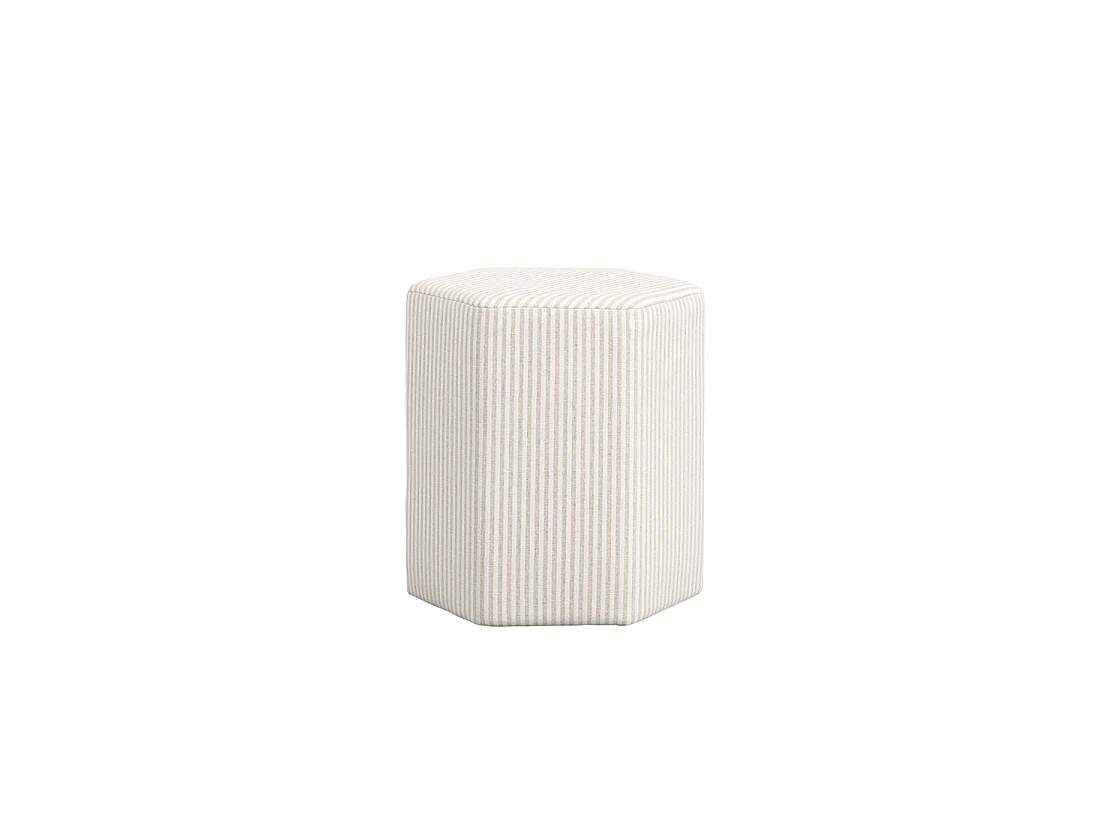 Isabella Hexagon Upholstered Stool Cream and White Stripe