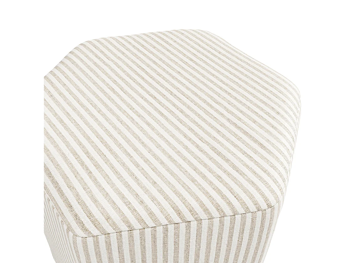 Isabella Hexagon Upholstered Stool Cream and White Stripe