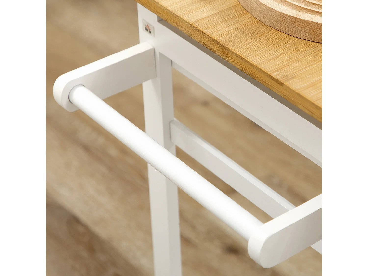 Elvami Vafa Bamboo Kitchen Island with Drop Leaf Top 2 Drawers and 2 Stools