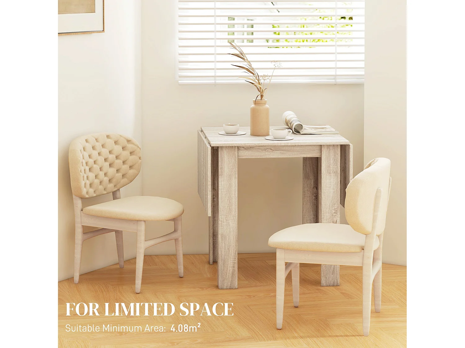 Sozilu Oak Effect Drop Leaf Dining Table Extendable Seating for 4