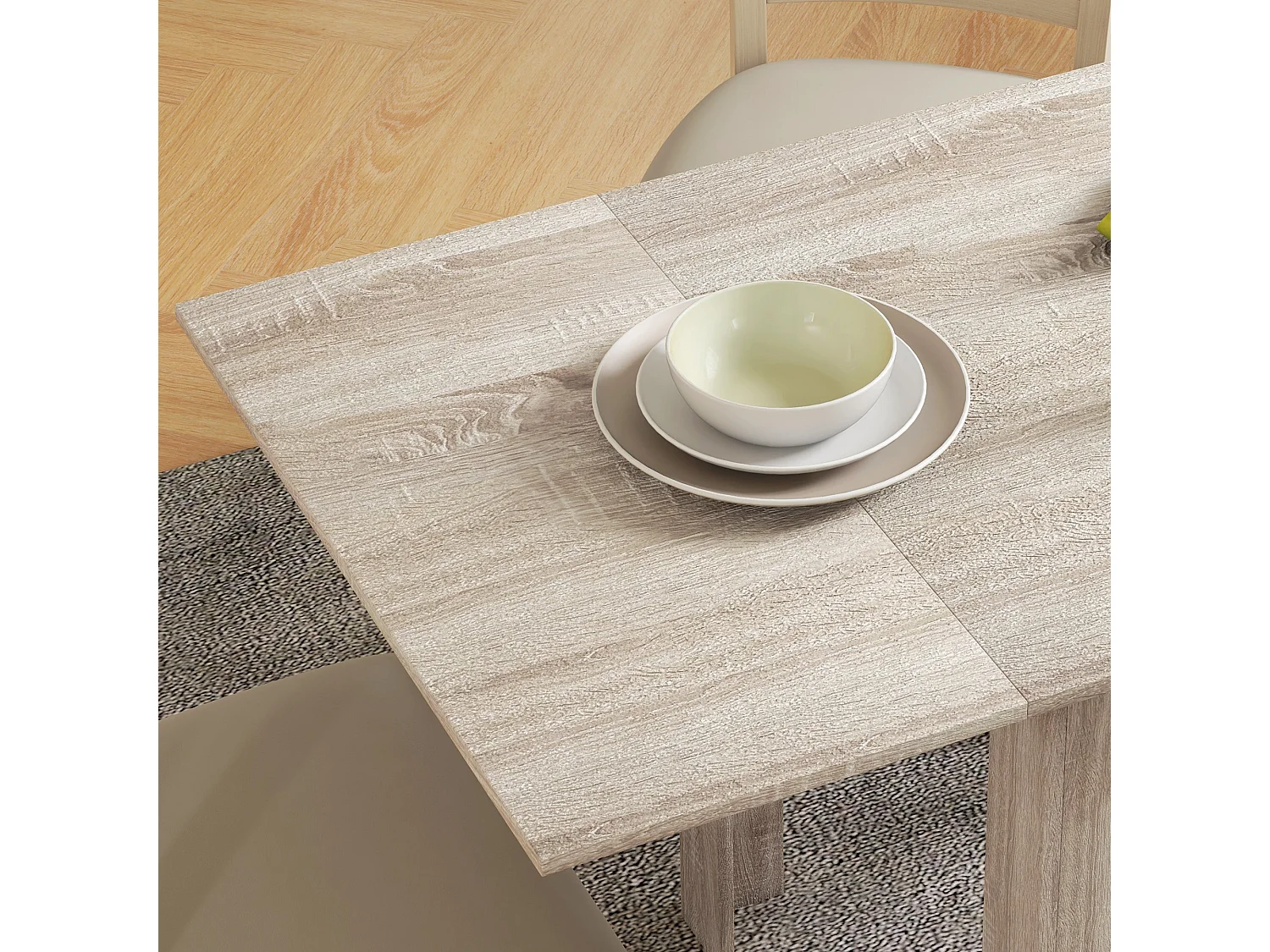 Sozilu Oak Effect Drop Leaf Dining Table Extendable Seating for 4