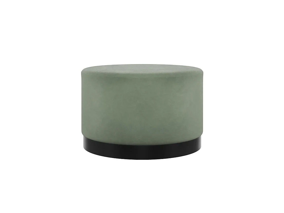Kalua Large Round Velvet Stool Sage Green Matt Black Base