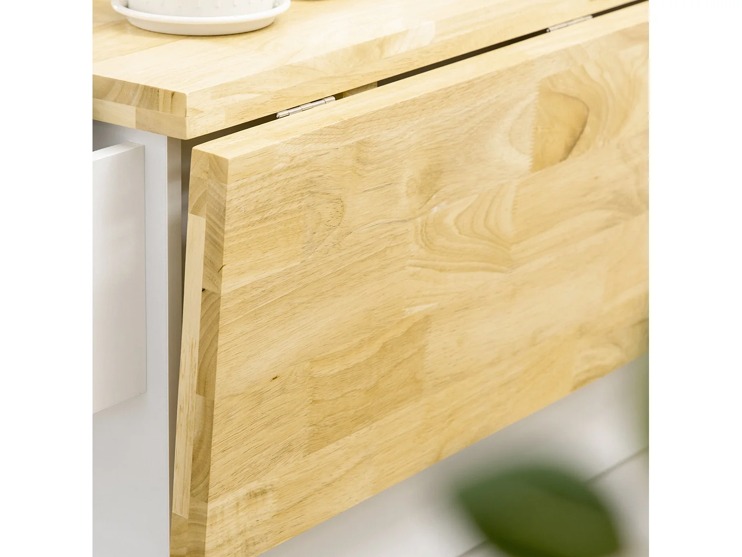 Tanalo White Rolling Kitchen Island with Drop Leaf Drawers Towel and Spice Racks