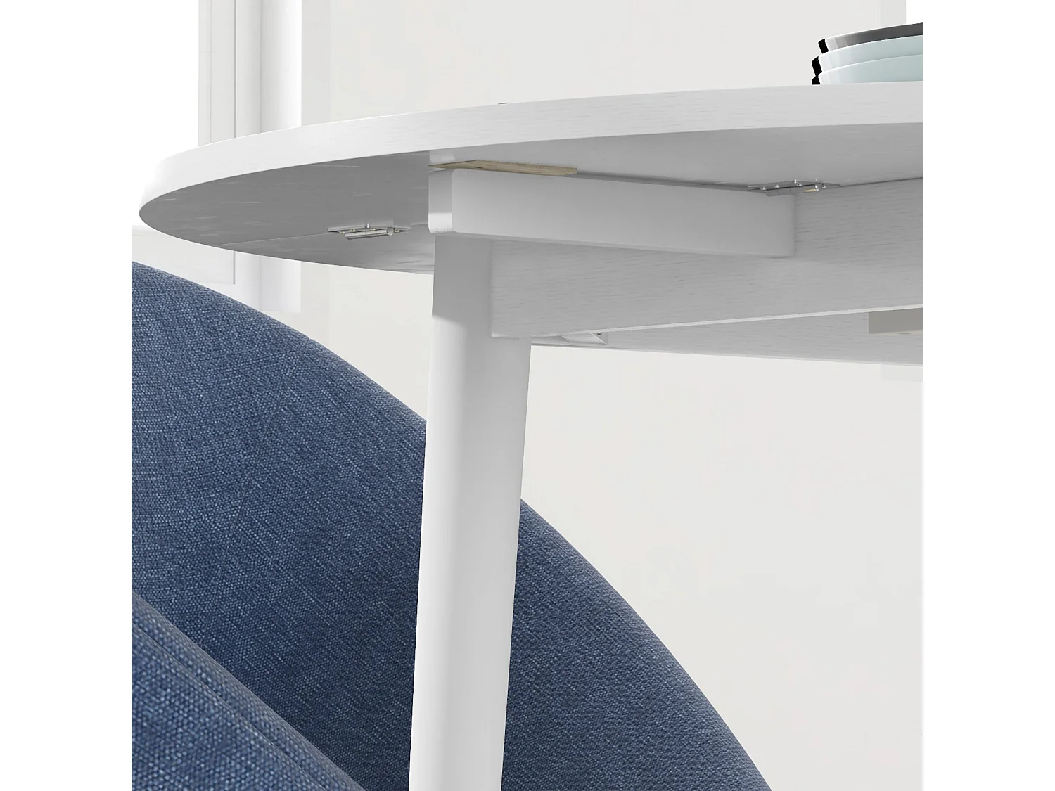 Zinise White Round Folding Dining Table Solid Wood Legs Seats 4