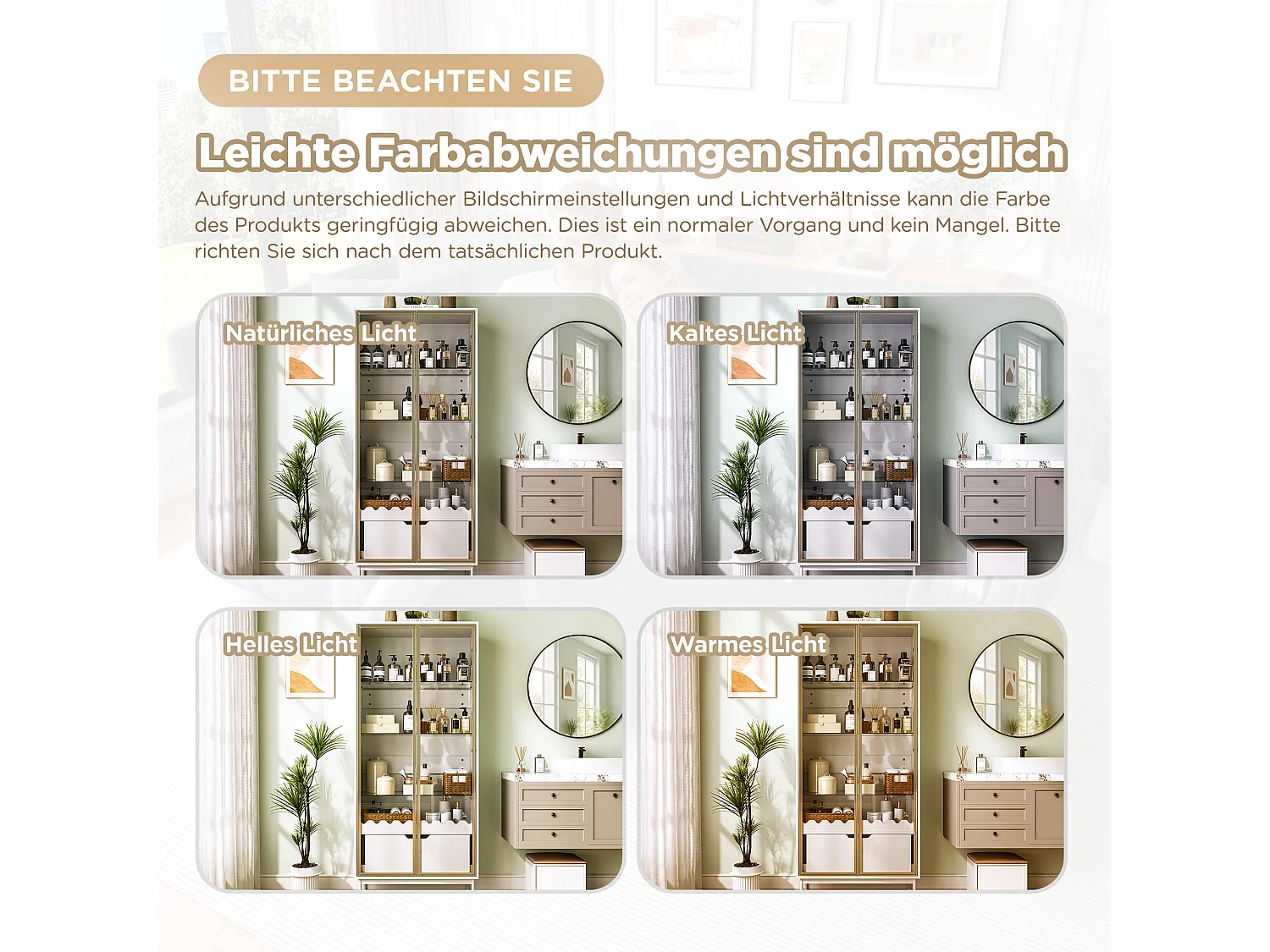 Vitrine/Meuble de salle de bains 75x35x170.5 cm - avec 2 portes vitrées et 1 tiroir - étagère en verre réglable en hauteur - Blanc
