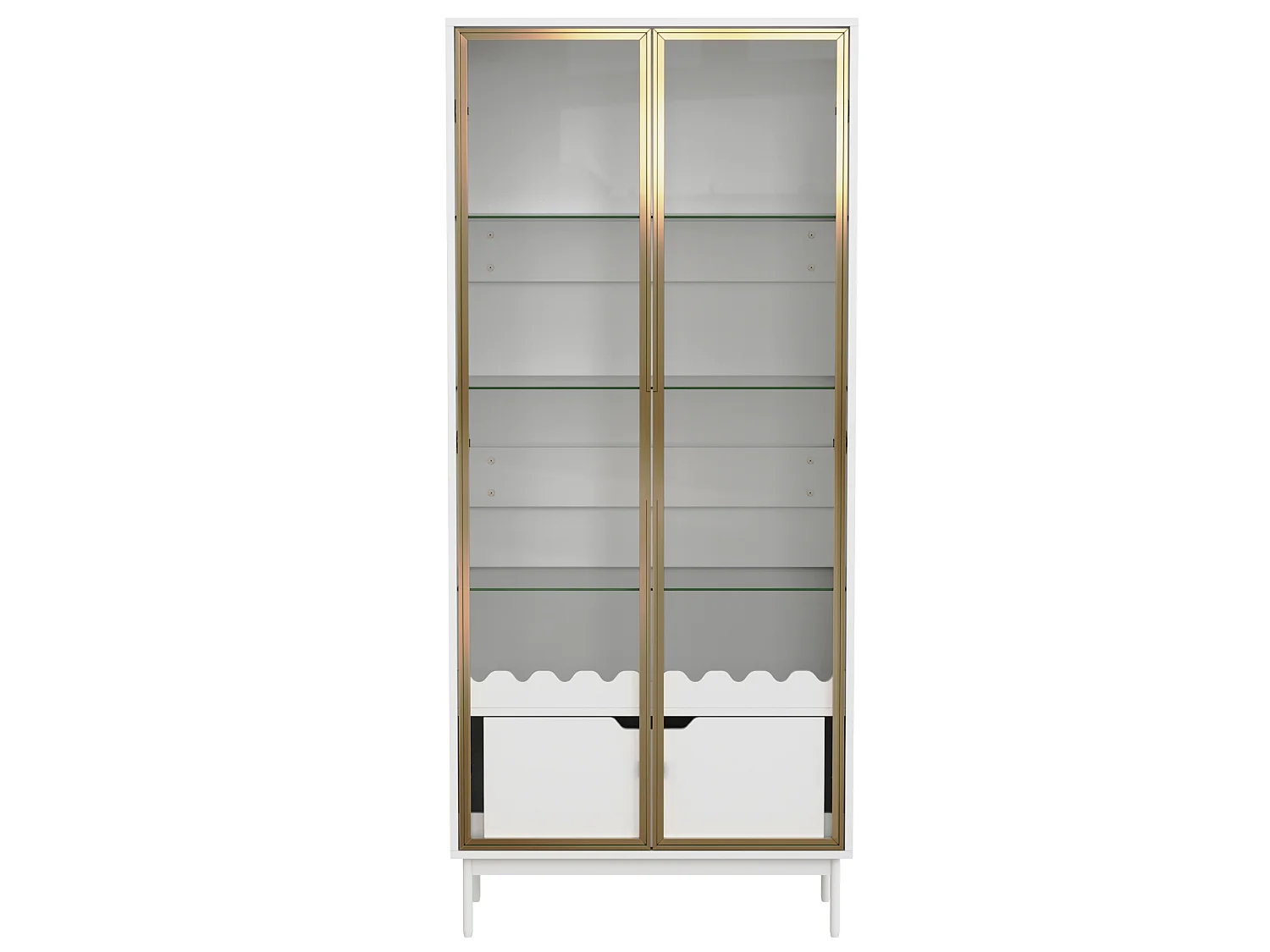 Vitrine/Meuble de salle de bains 75x35x170.5 cm - avec 2 portes vitrées et 1 tiroir - étagère en verre réglable en hauteur - Blanc