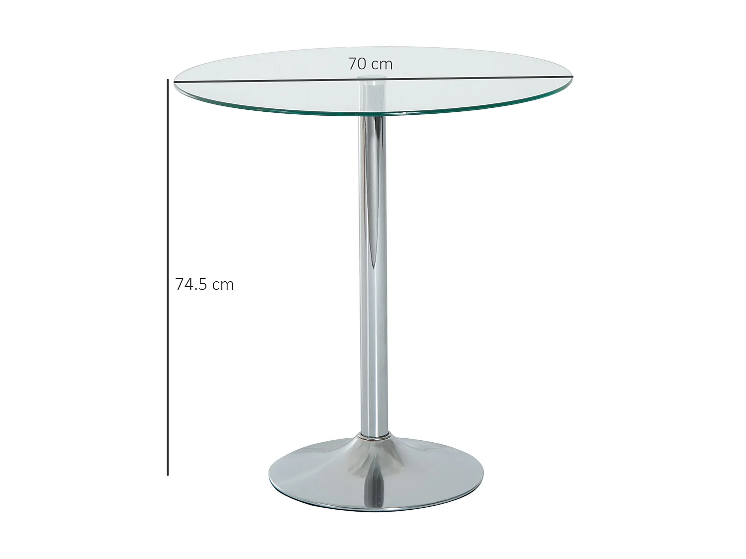Diliha Round Tempered Glass Dining Table 70cm Chrome Steel Base