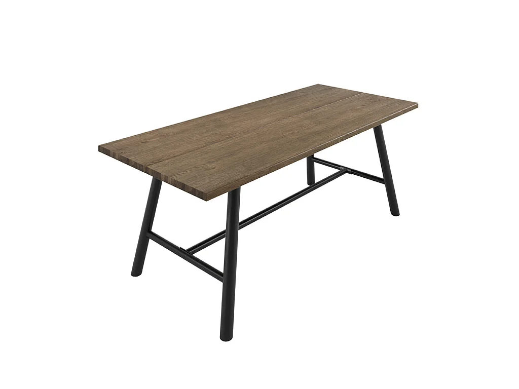 Northmere rectangular dining table coffee matt grain wood effect black metal frame