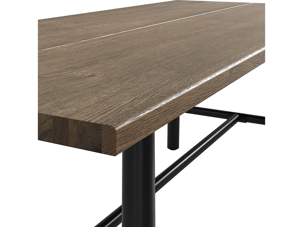 Northmere rectangular dining table coffee matt grain wood effect black metal frame