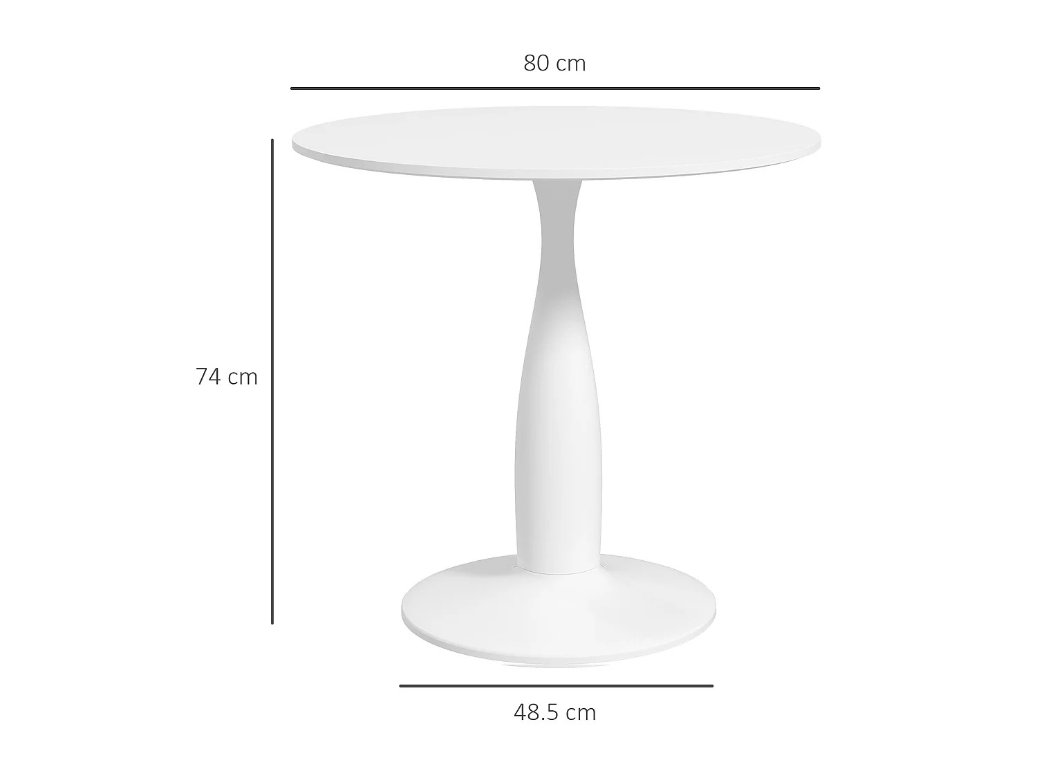 Lusose Round Dining Table 80cm White MDF Top Powder Coated Steel Base