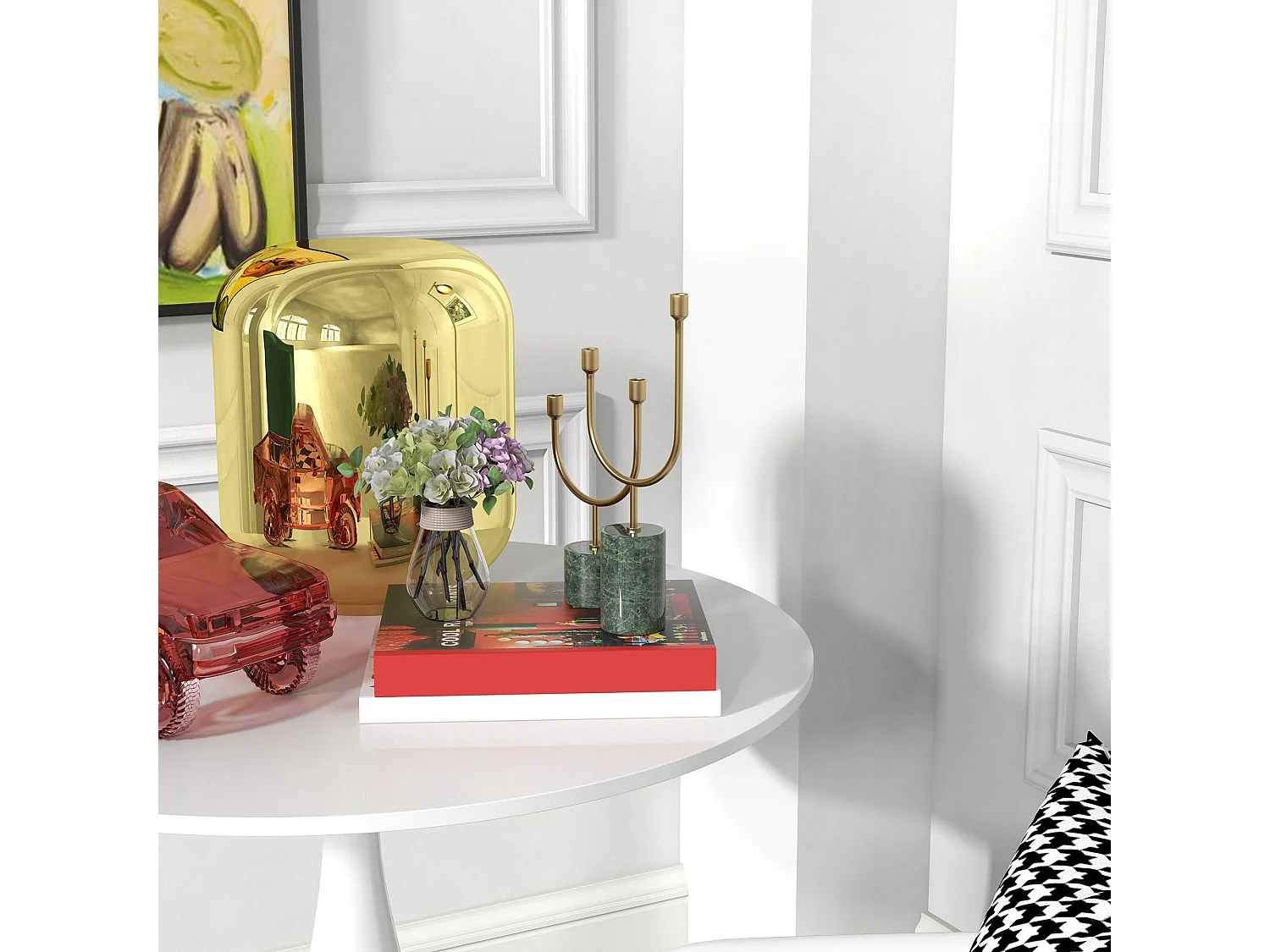 Lusose Round Dining Table 80cm White MDF Top Powder Coated Steel Base