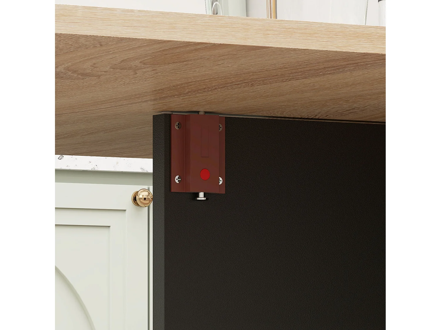 Toelka Extendable Oak Tone and Black Drop Leaf Dining Table with Shelves and Castors