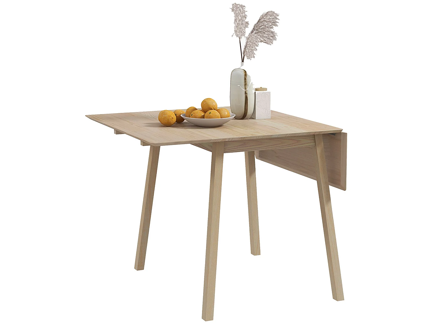 Nolilu Solid Wood Drop Leaf Dining Table Natural Finish Seats 2–4