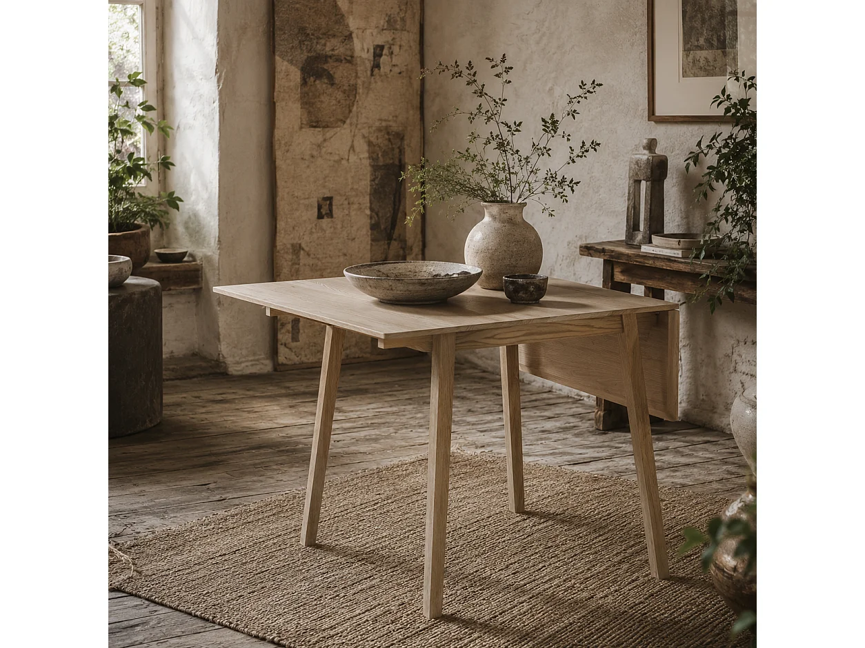 Nolilu Solid Wood Drop Leaf Dining Table Natural Finish Seats 2–4