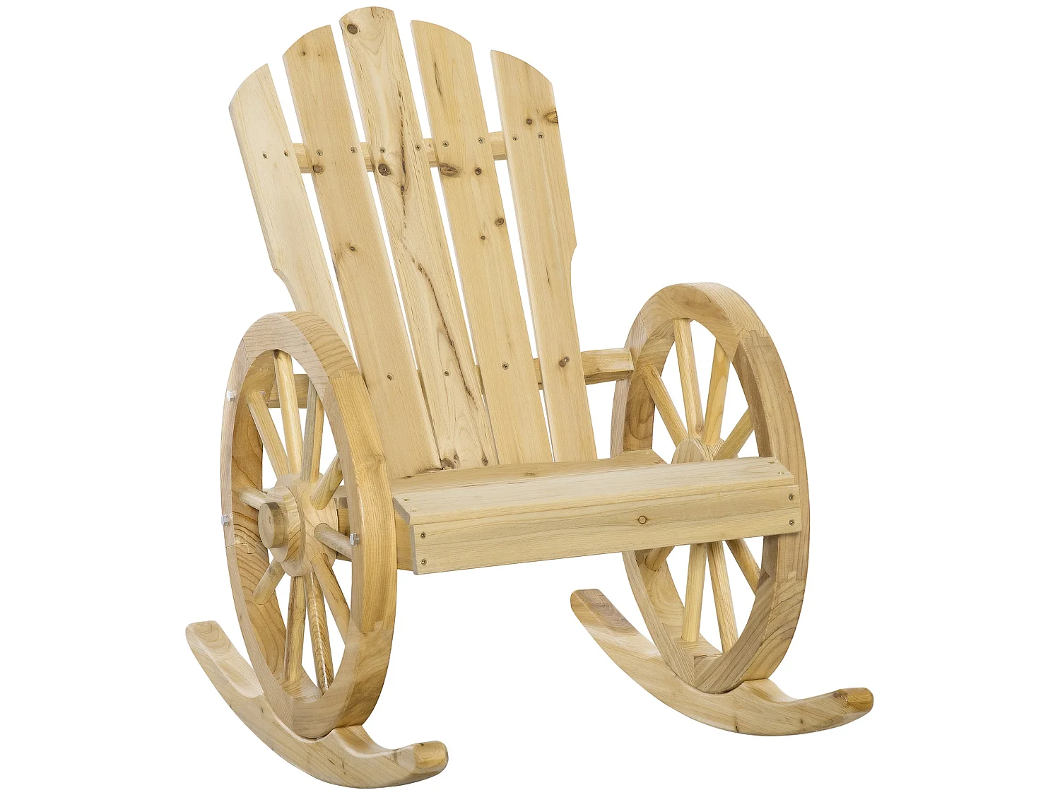 Elna Favi Natural Fir Wood Adirondack Rocking Armchair with Reclining Back