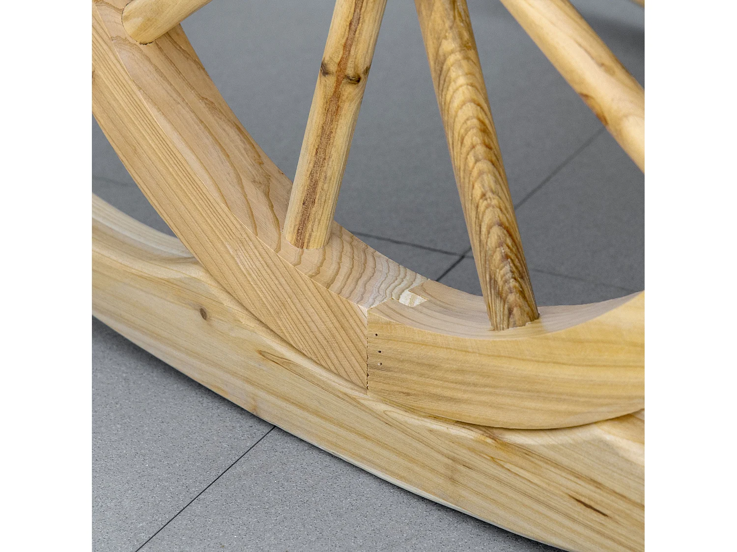 Elna Favi Natural Fir Wood Adirondack Rocking Armchair with Reclining Back