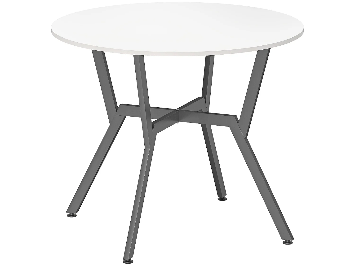 Terretti 90cm Round High Gloss White Dining Table Black Metal Legs