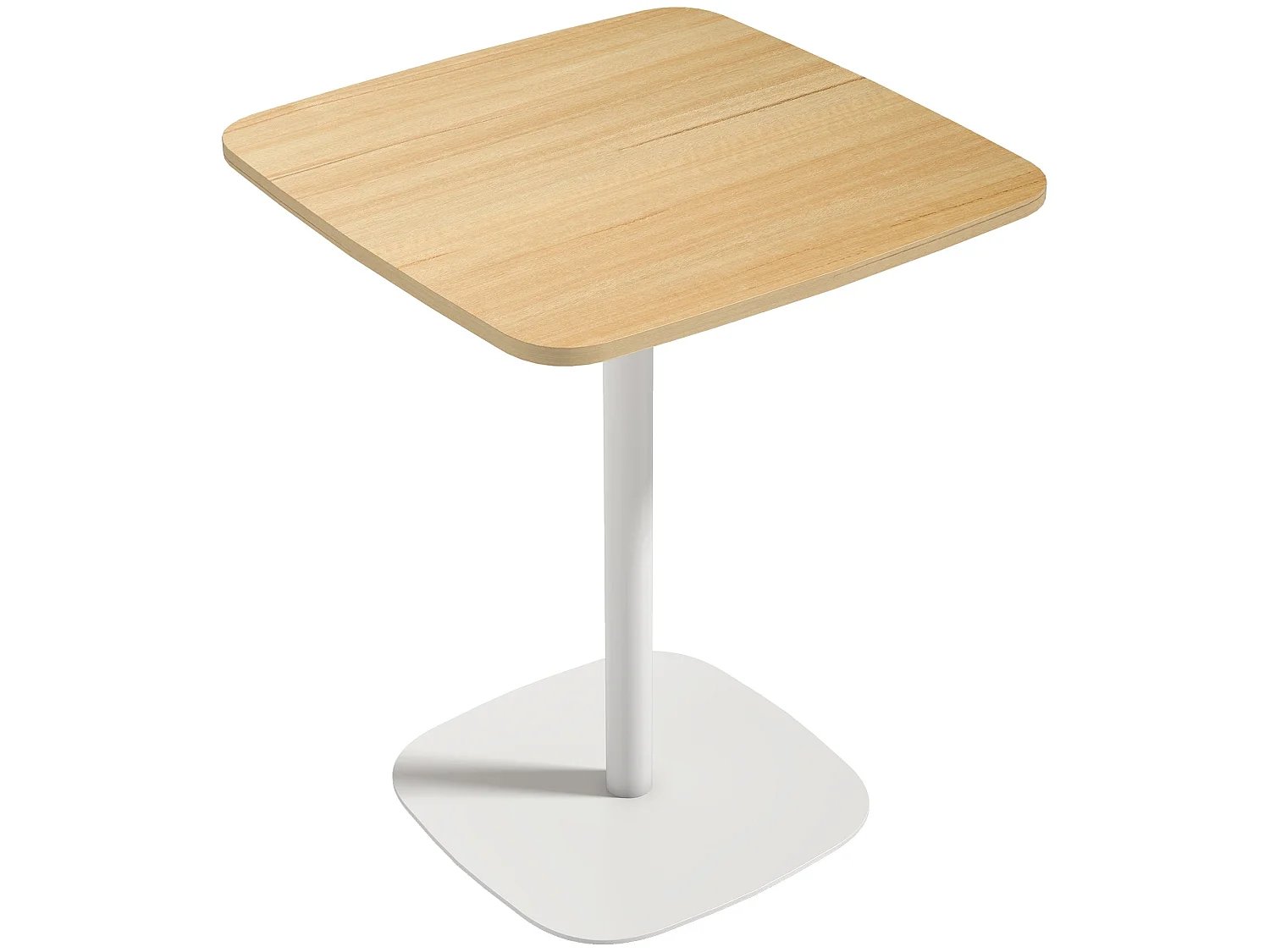 Levadi 60cm Square Dining Table Natural Wood Veneer Top White Steel Pedestal