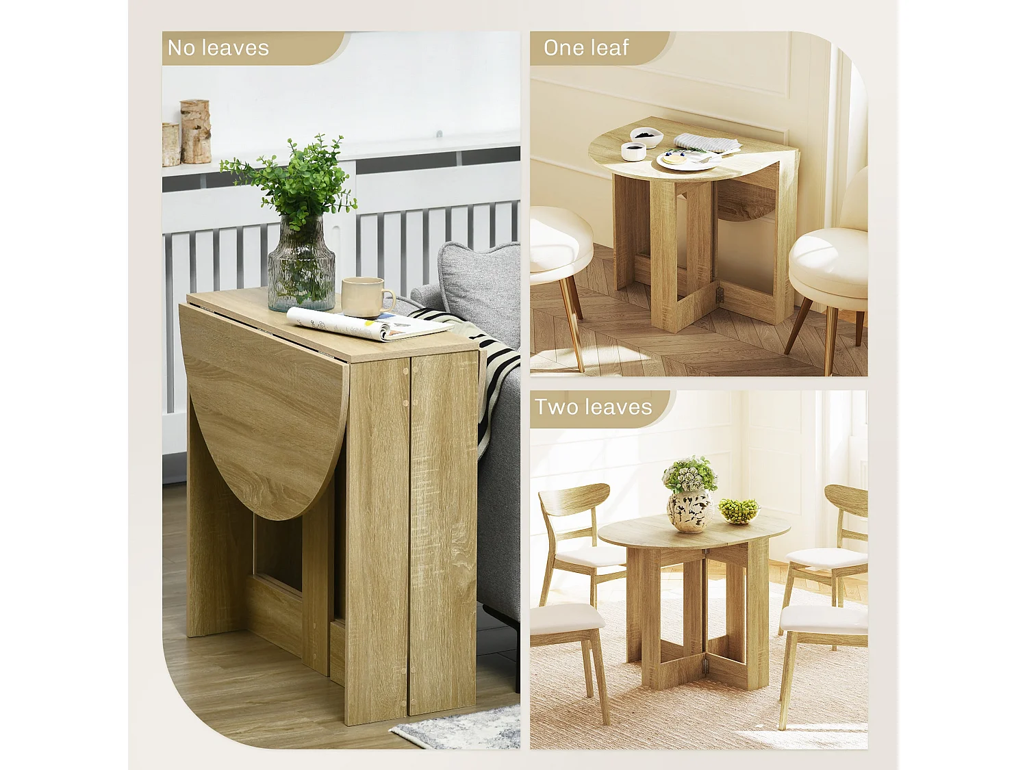 Oak Folding Drop Leaf Dining Table Space Saving Extendable Table