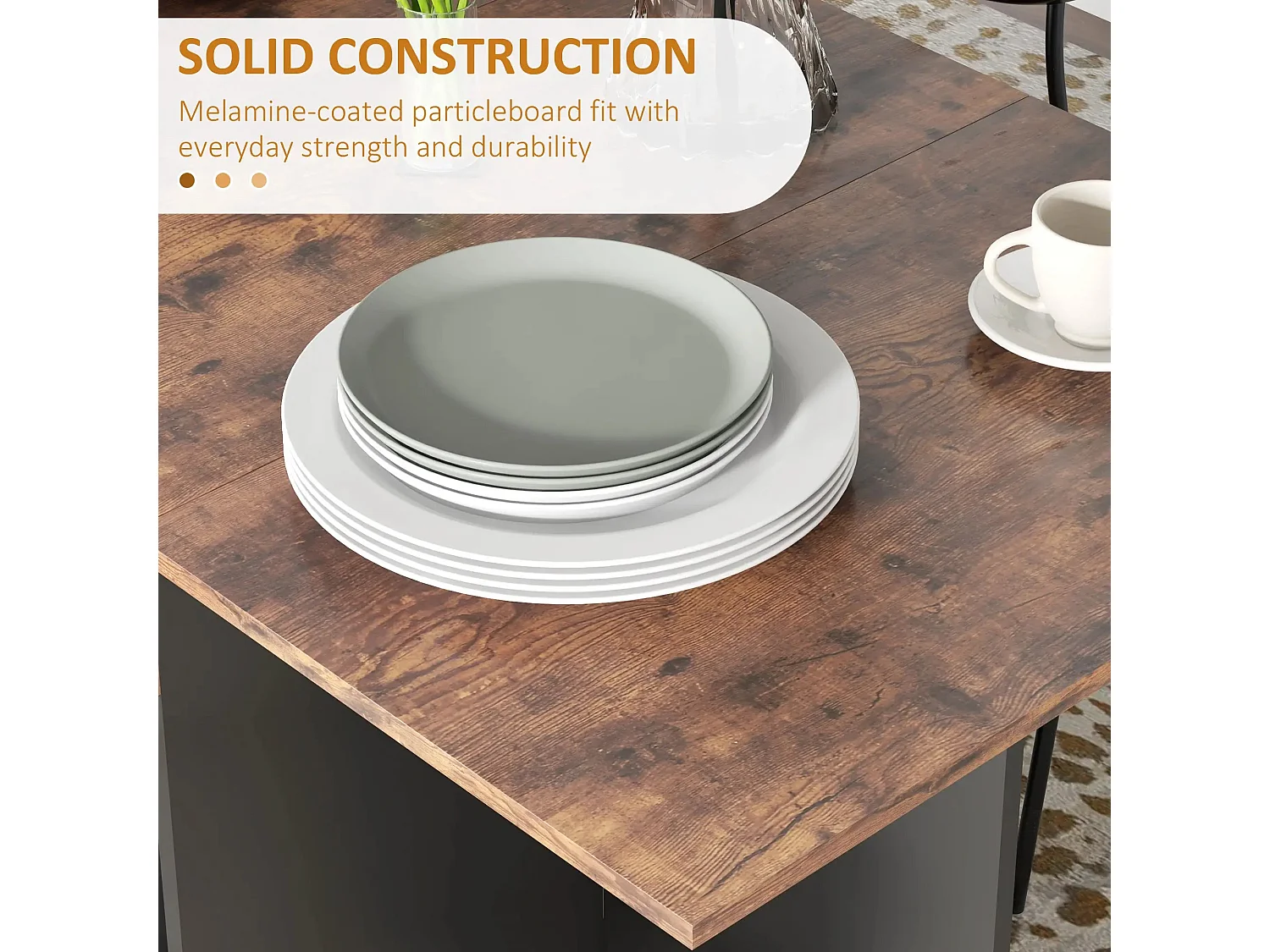 Barretti Rustic Brown Folding Drop Leaf Dining Table With Drawer And Storage Shelves