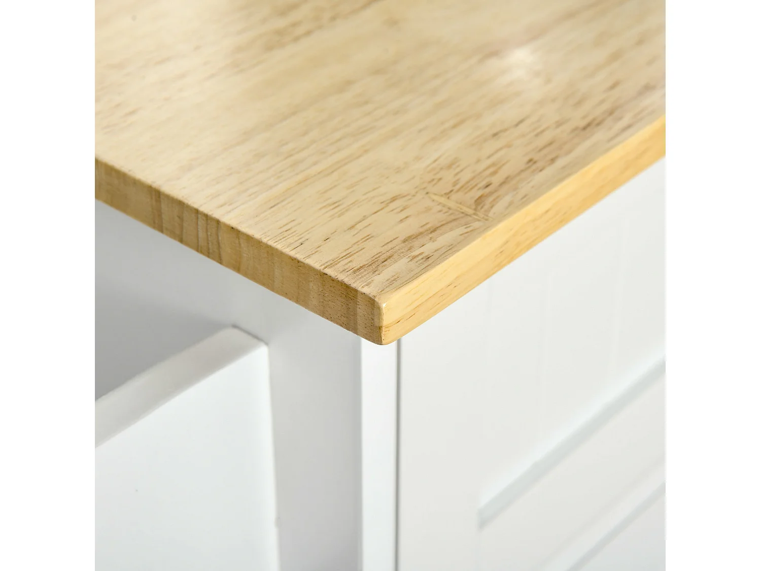Nave White Wooden Kitchen Island 2 Drawers 3 Doors