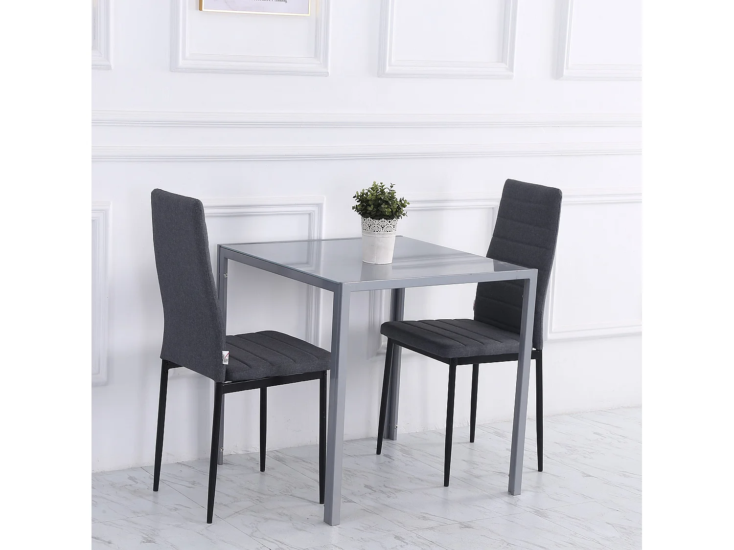 Conona Grey Square Glass Dining Table 75cm Seats 2 to 4