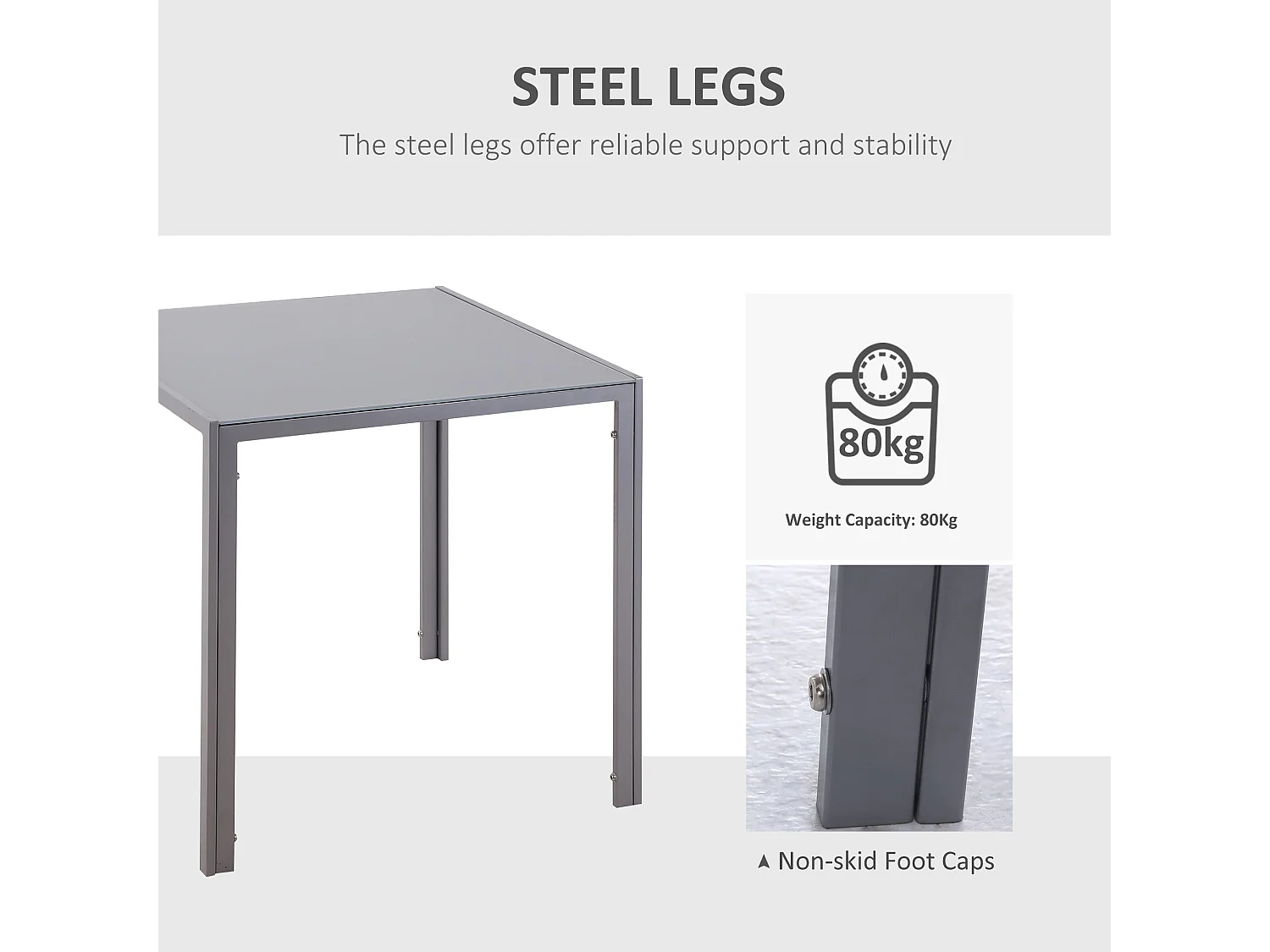 Conona Grey Square Glass Dining Table 75cm Seats 2 to 4