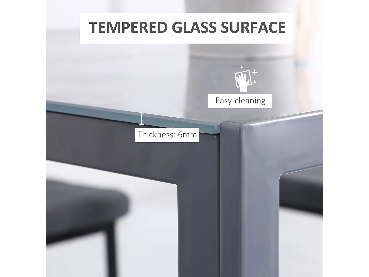 Conona Grey Square Glass Dining Table 75cm Seats 2 to 4