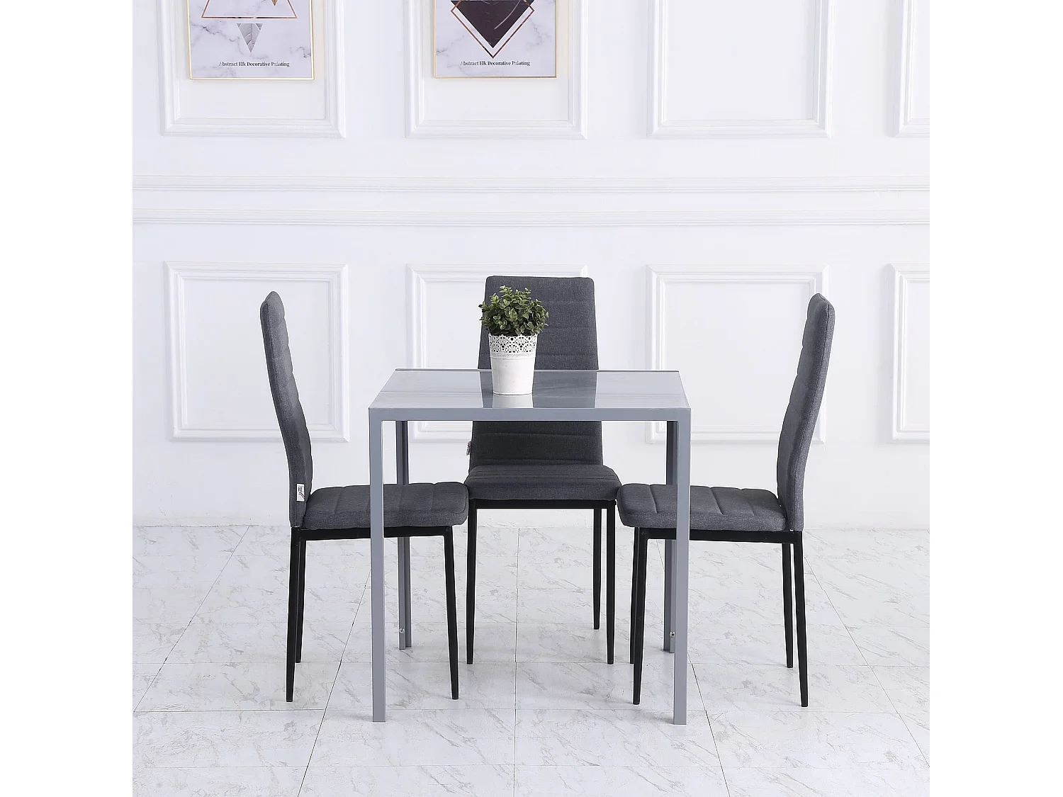 Conona Grey Square Glass Dining Table 75cm Seats 2 to 4