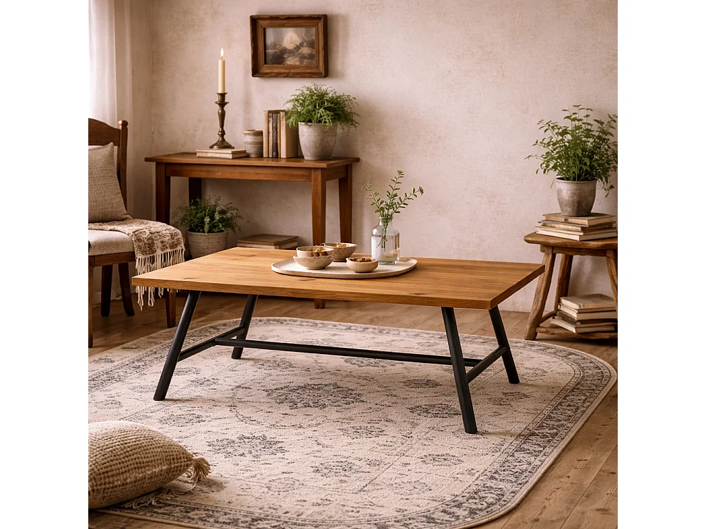 Northmere Dining Table Tawny Grain Wood Effect Top Black Metal Frame