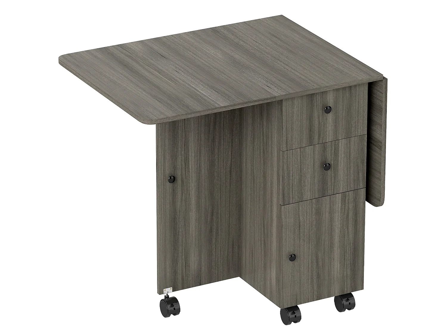 Todiralo Grey Drop Leaf Dining Table with Integrated Storage for 6