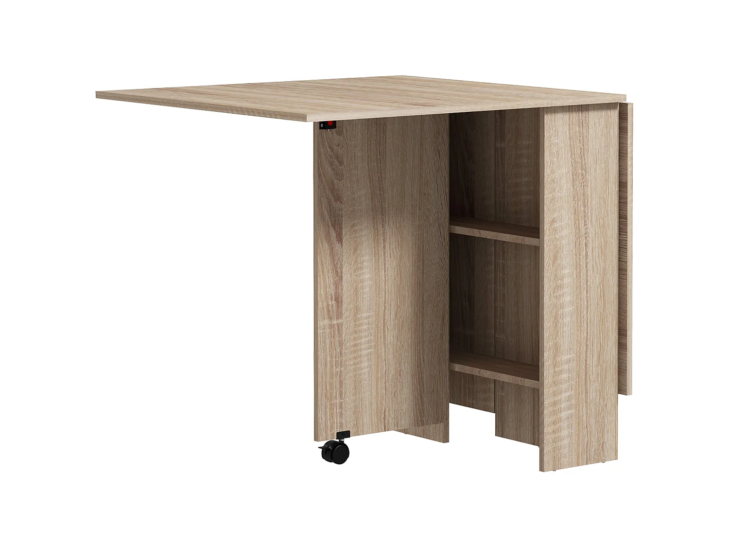 Vasufa Natural Wood Effect Drop Leaf Extendable Dining Table Seating 4 6 with Shelves and Wheels