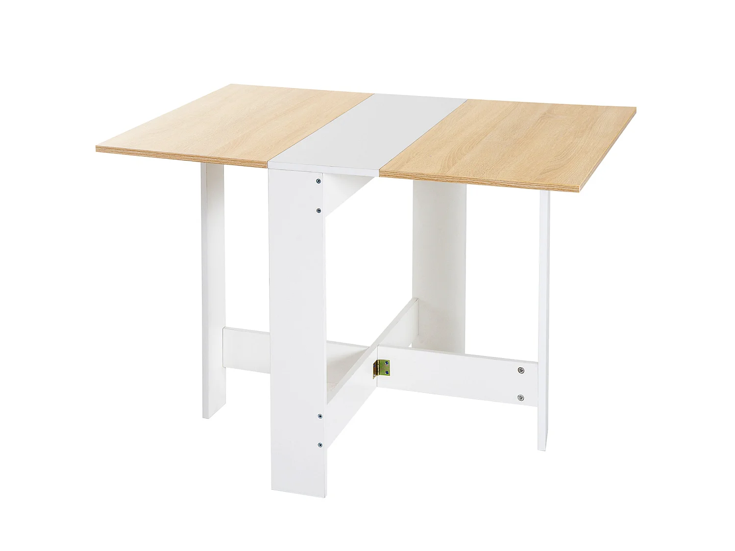 Elma Oak and White Drop Leaf Dining Table Extends from Console to 4–6 Seats