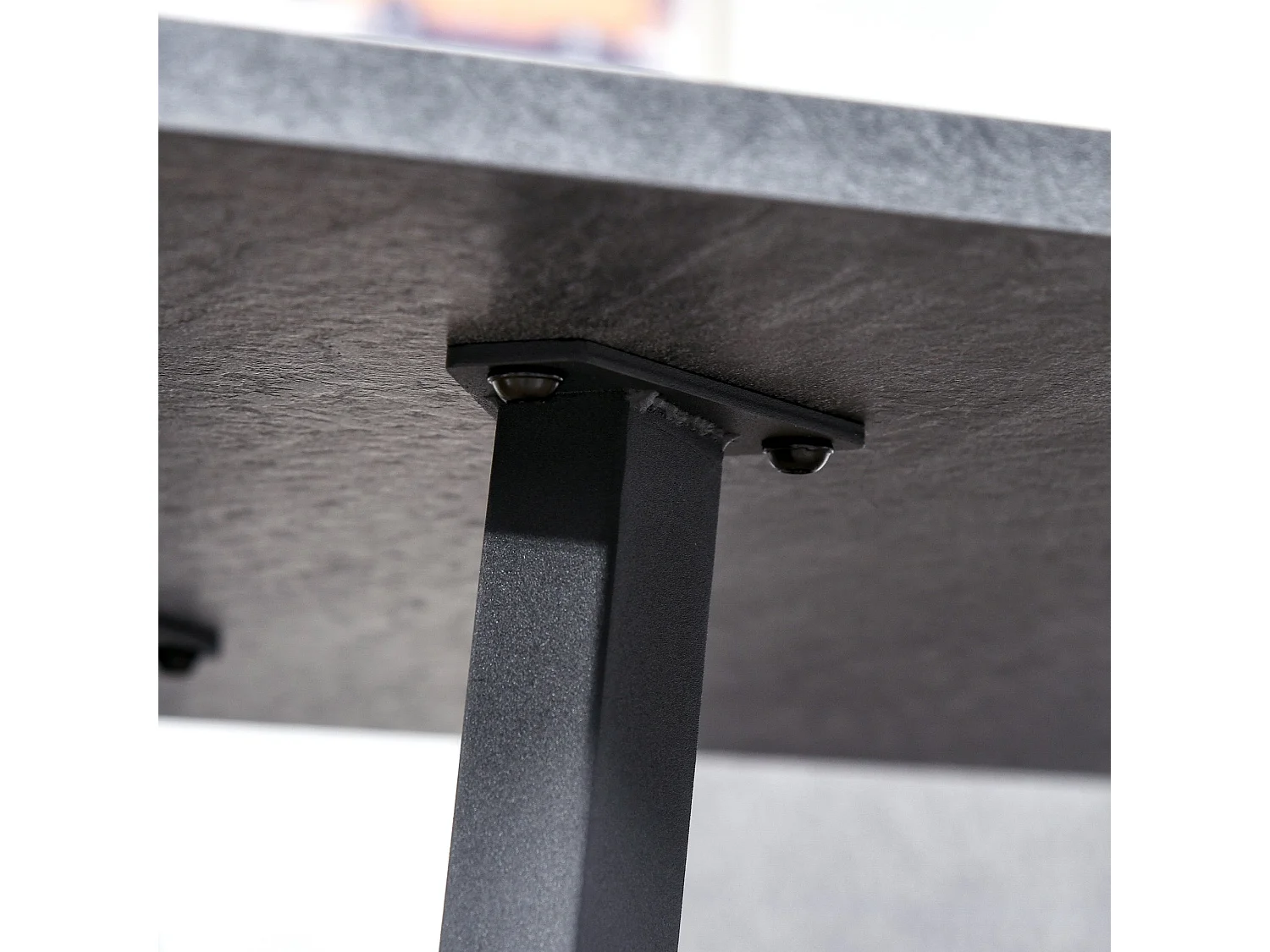 Roreso 120cm Dark Grey Rectangular Dining Table MDF Marble Effect Top Steel Legs