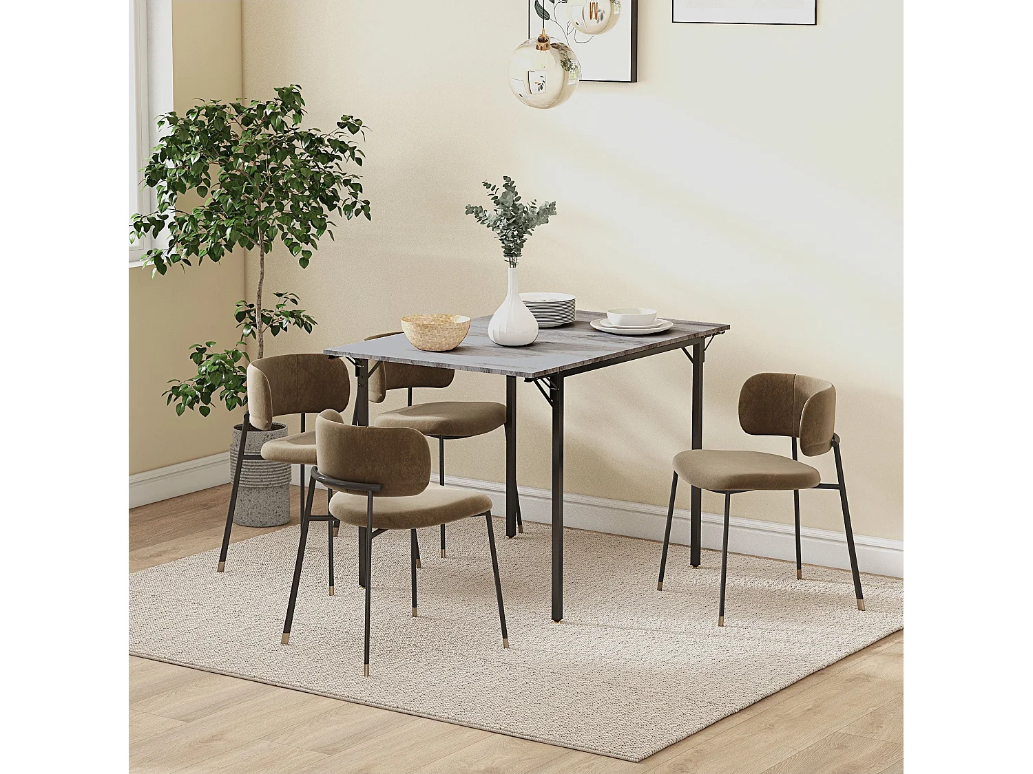 Maretti Grey Drop Leaf Dining Table Seating 4