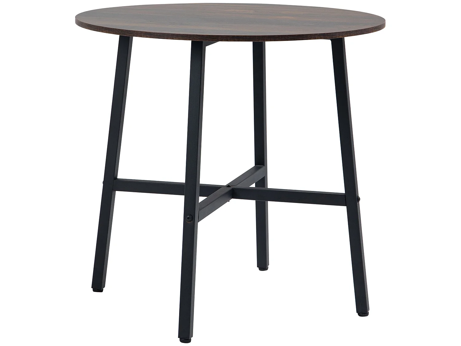 Vizina Rustic Brown Round Industrial Dining Table 80cm